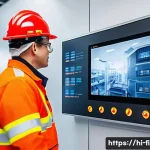 Home 22 소방설비기사와 소방시설 관리업체 - A detailed, realistic scene of a modern urban building interior equipped with advanced fire safety t...