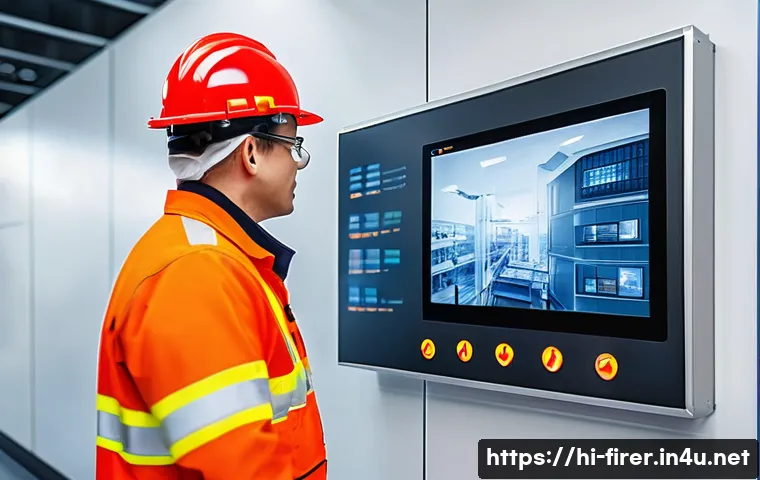 소방설비기사와 소방시설 관리업체 - A detailed, realistic scene of a modern urban building interior equipped with advanced fire safety t...