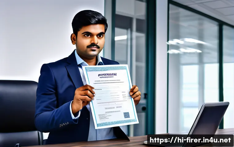 소방설비기사의 자격증 갱신 요건 - A professional Indian fire safety equipment specialist in a modern office environment, reviewing ori...